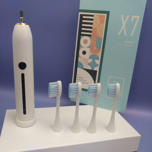 Электрическая ультразвуковая зубная щетка SONIC X7 toothbrush, 4 насадки, 6 режимов 